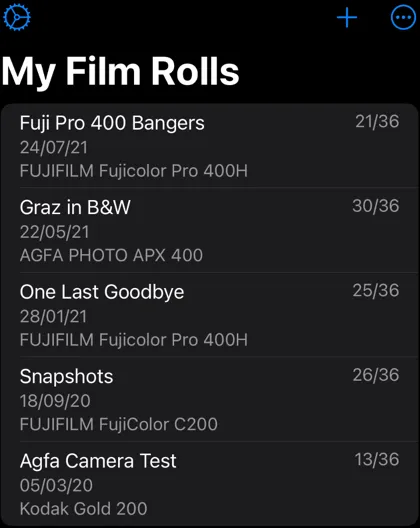 Film Logbook screenshot